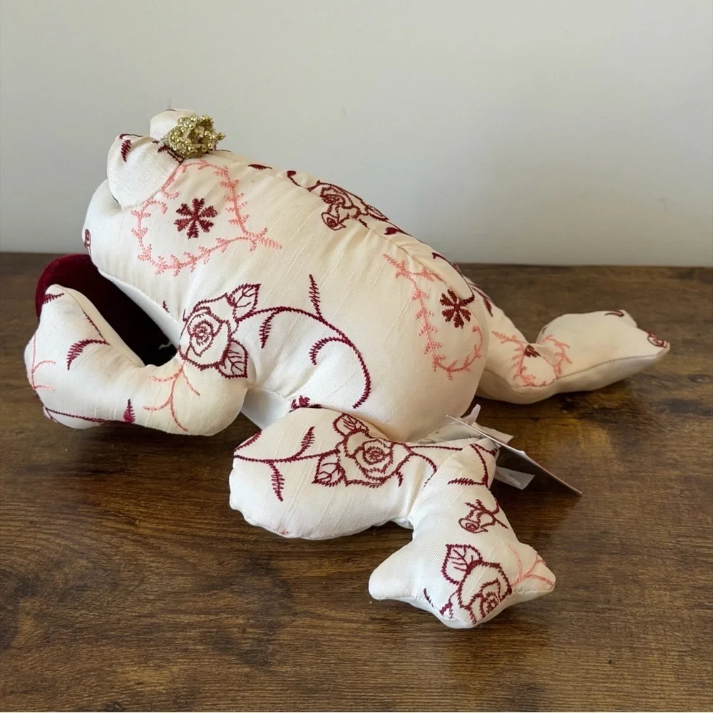 Vintage Marcel Shurman Frog Prince Plush Embroidered with Velvet Heart